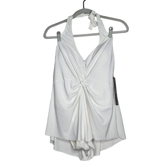 NEW Magicsuit 8 Theresa Romper Halter One Piece Swimsuit Modest Slimming White - Picture 2 of 5